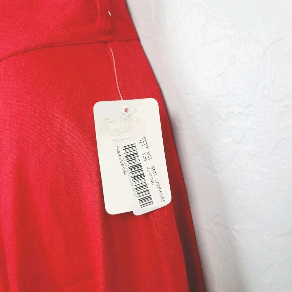 NEW Antonio Melani Red Linen Blend Midi Skirt Button‎ Front A-Line 2 Work Y2K